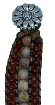 Dames armband met natuursteen Red Veined White Onyx &amp; Carneool