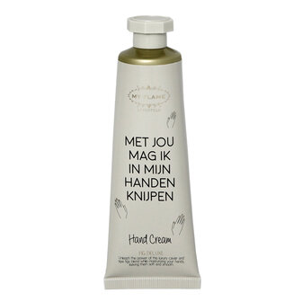 Handcreme met jou mag ik in mijn handen knijpen