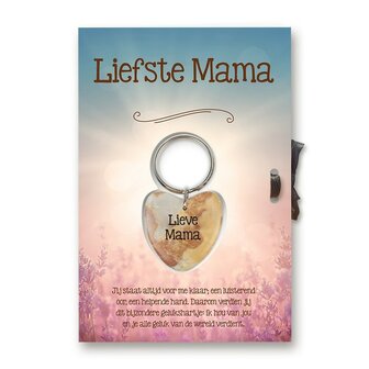 Sleutelhanger in de vorm van een gelukshartje, speciaal voor de liefste mama.