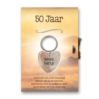 Sleutelhanger in de vorm van een gelukshartje voor de 50-jarige