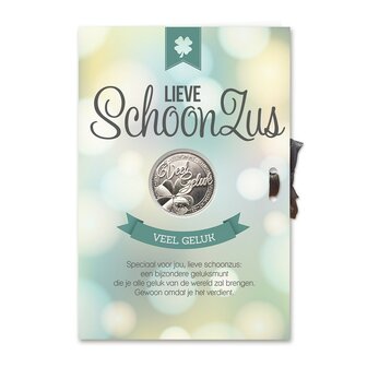 Geluksmunt voor je lieve schoonzus met een gelukskaart