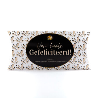 Gift box &#039;Van Harte Gefeliciteerd&#039; gevuld met luxe wellnessproducten voor ontspanning