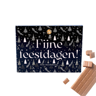 Chocolade reep fijne feestdagen in vrolijke cadeauverpakking