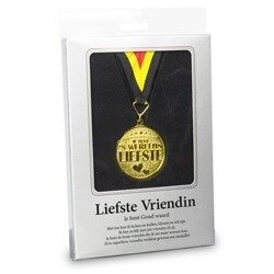 Medaille Liefste Vriendin met lint in Belgische kleuren