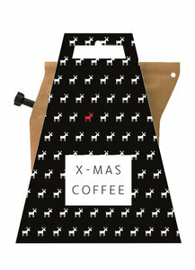 X-Mas Coffee met tekst zichtbaar op de koffiebrewer