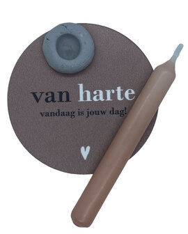 Mini Cadeautje Van Harte - Kaarsje: Oud roze kaarsje van 10 cm lengte.