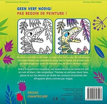 Achterkant van het boek Waterverf kleurplaten dinosaurus 