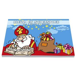 Kleur-enSinterklaas Kleur- en Schetsboek met de kaft en kleurplaten