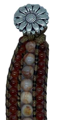 Dames armband met natuursteen Red Veined White Onyx & Carneool