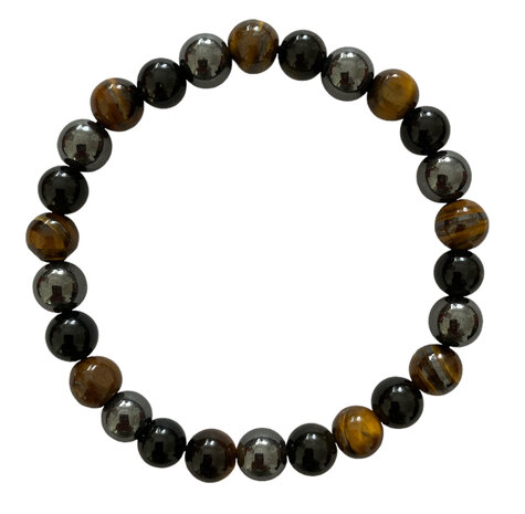 Herenarmband Balanced power: Tijgeroog - Hematiet - Obsidiaan 