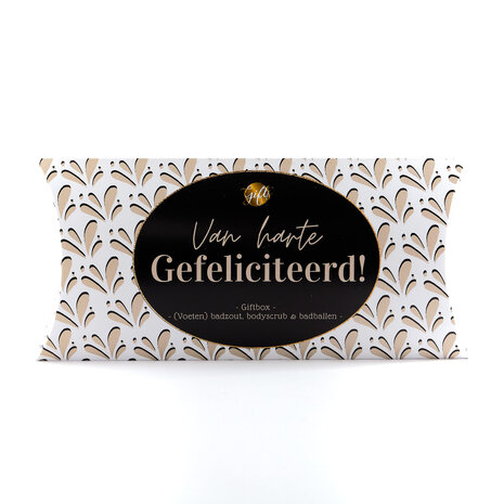 Gift box 'Van Harte Gefeliciteerd' gevuld met luxe wellnessproducten voor ontspanning