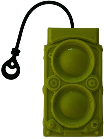 Appelgroene sleutelhanger Sub Woofer, platenspeler-vorm met sleutelopslag in subwoofer