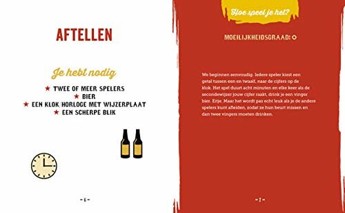 Pagina met kleurrijke illustraties en bier spelletjes voor volwassenen