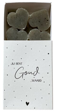 Luxe zeep cadeau met de boodschap 'Jij bent goud waard', gepresenteerd in een stijlvol doosje.